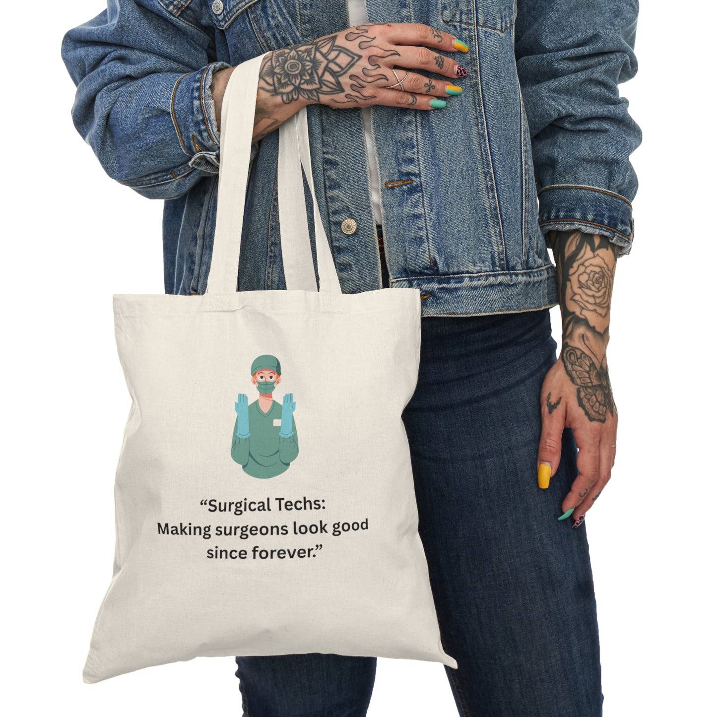 Natural Tote Bag for Surgical Techs, Surgical Tech Week Gift, Funny Surgeon Tote, Healthcare Appreciation Bag, Eco-Friendly Tote